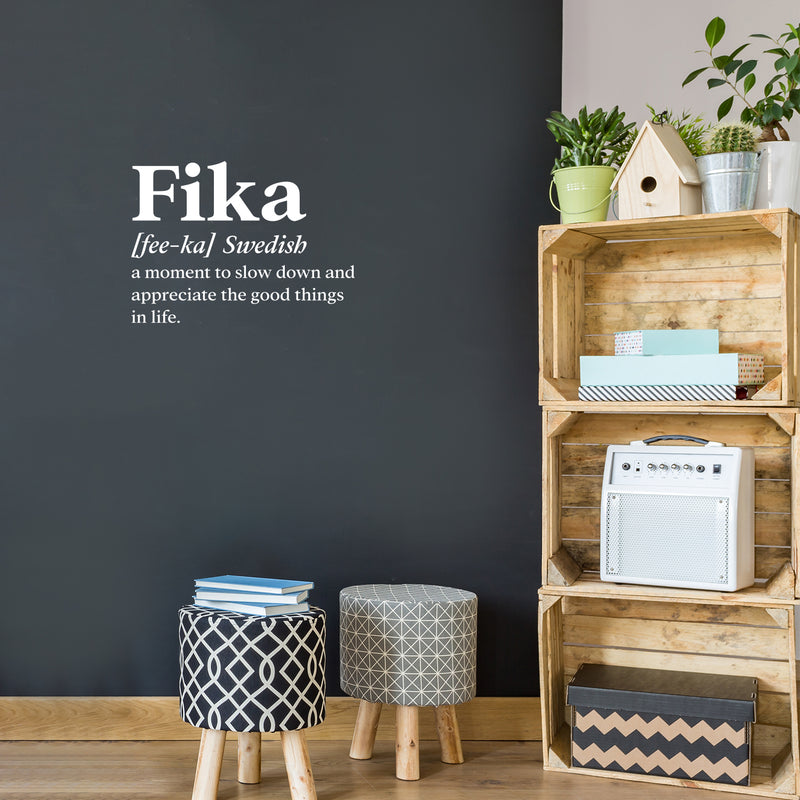 Vinyl Wall Art Decal - Fika Definition - 15" x 11" - Trendy Positive Funny Quote Sticker For Home Pet Bedroom Living Room Coffee Shop Vet Office Decor 3