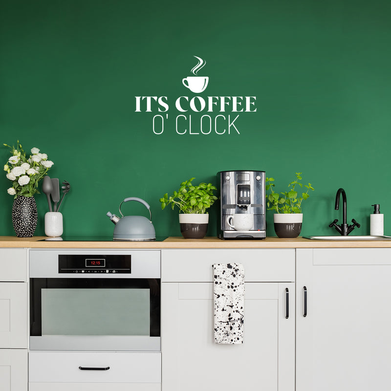 Vinyl Wall Art Decal - It's Coffee O Clock - 16" x 25" - Trendy Humor Quote Sticker For Quote Sticker Design For Home Office Kitchen Restaurant Coffee Shop Storefront Decor 3