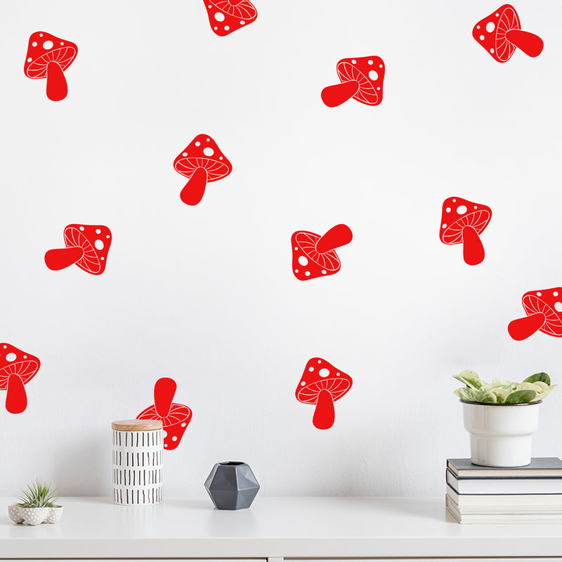 Set Of 29 Vinyl Wall Art Decal - Mushroom Pattern - From 4" x 5" Each - Modern Fun Lovely Food Design Sticker For Home Kitchen Playroom Classroom Coffee Shop Restaurant Office Decor 2