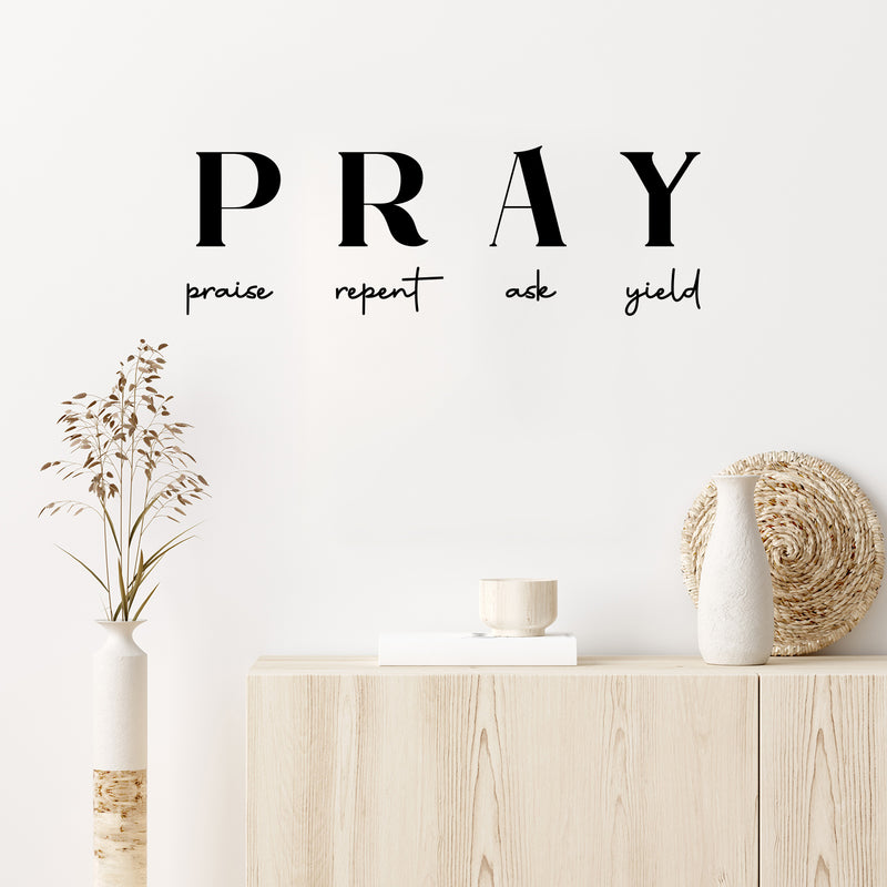 Vinyl Wall Art Decal - PRAY - 10" x 30" - Trendy Inspirational Lovely Spiritual Quote Sticker For Home Bedroom Living Room Office Coffee Shop Religious Center Decor 2