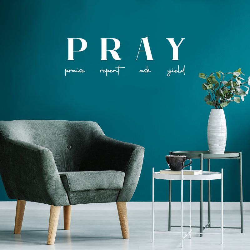 Vinyl Wall Art Decal - PRAY - 10" x 30" - Trendy Inspirational Lovely Spiritual Quote Sticker For Home Bedroom Living Room Office Coffee Shop Religious Center Decor 3