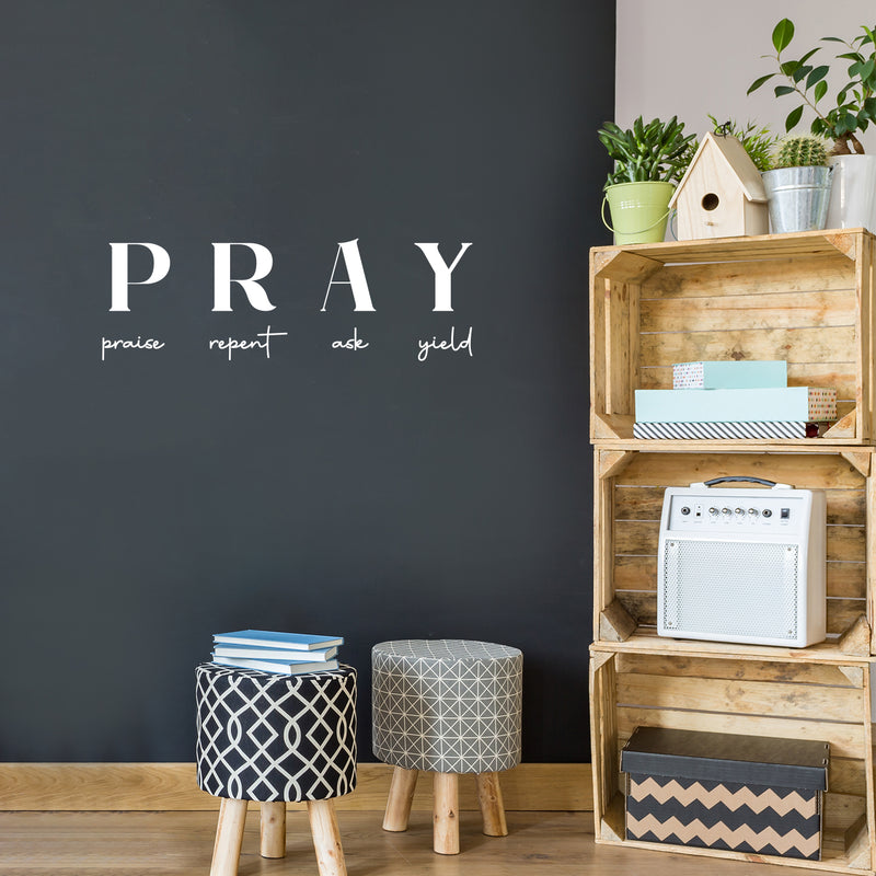 Vinyl Wall Art Decal - PRAY - 10" x 30" - Trendy Inspirational Lovely Spiritual Quote Sticker For Home Bedroom Living Room Office Coffee Shop Religious Center Decor 2