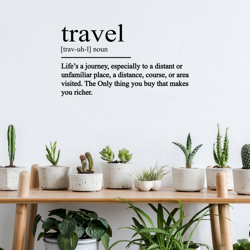 Vinyl Wall Art Decal - Travel Definition - 31" x 47" - Trendy Cool Inspirational Good Vibes Quote Sticker For Travel Lovers Office School Coffee Shop Travel Agency Storefront Decor 2