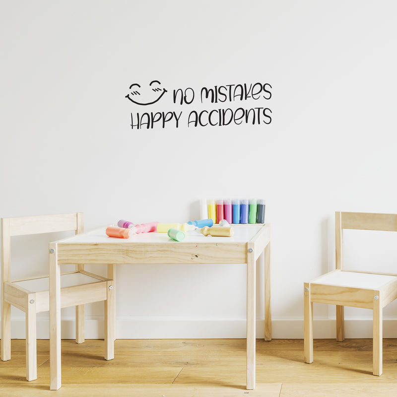 Vinyl Wall Art Decal - No Mistakes Happy Accidents - 8.5" x 25" - Trendy Positive Quote Sticker For Home Office Bedroom Kids Room Playroom Nursery Daycare Classroom Decor 2