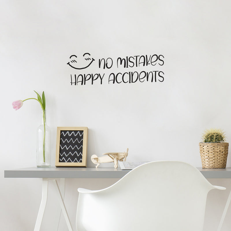 Vinyl Wall Art Decal - No Mistakes Happy Accidents - 8.5" x 25" - Trendy Positive Quote Sticker For Home Office Bedroom Kids Room Playroom Nursery Daycare Classroom Decor 3