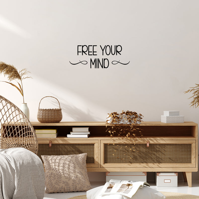 Vinyl Wall Art Decal - Free Your Mind - 9.5" x 25" - Trendy Inspirational Positive Lifestyle Quote Sticker For Bedroom Closet Living Room Office School Classroom Coffee Shop Decor 3