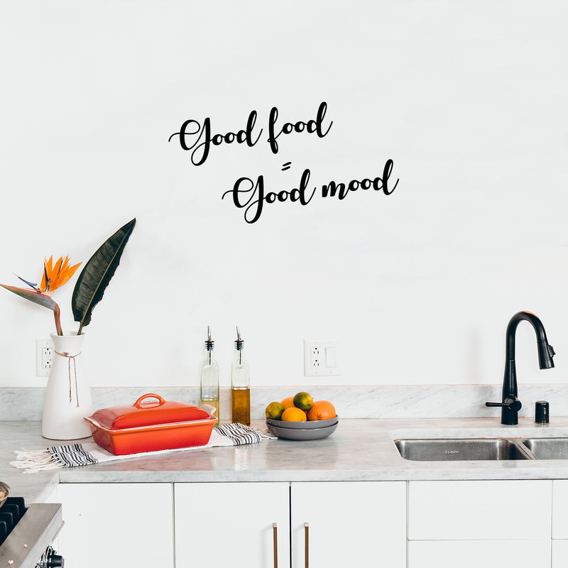 Vinyl Wall Art Decal - Good Food = Good Mood - 13" x 25" - Trendy Funny Inspirational Quote Sticker For Home Living Room Kitchen Dining Room Restaurant Coffee Shop Storefront Decor 3