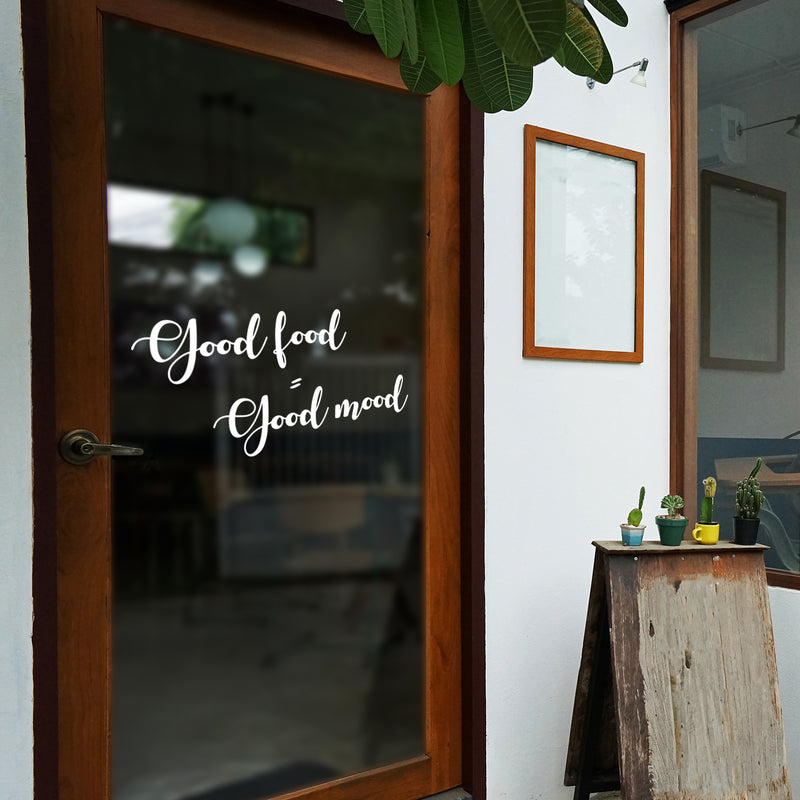 Vinyl Wall Art Decal - Good Food = Good Mood - 13" x 25" - Trendy Funny Inspirational Quote Sticker For Home Living Room Kitchen Dining Room Restaurant Coffee Shop Storefront Decor 3