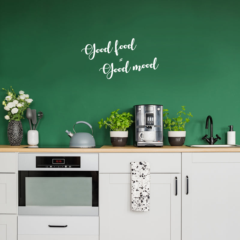 Vinyl Wall Art Decal - Good Food = Good Mood - 13" x 25" - Trendy Funny Inspirational Quote Sticker For Home Living Room Kitchen Dining Room Restaurant Coffee Shop Storefront Decor 2