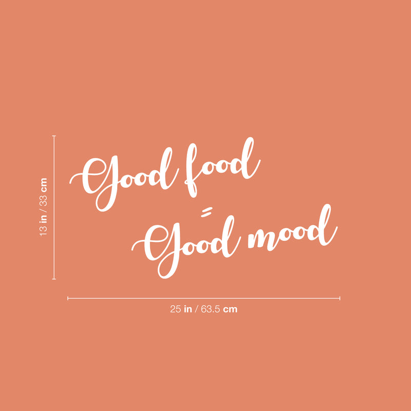Vinyl Wall Art Decal - Good Food = Good Mood - 13" x 25" - Trendy Funny Inspirational Quote Sticker For Home Living Room Kitchen Dining Room Restaurant Coffee Shop Storefront Decor 4