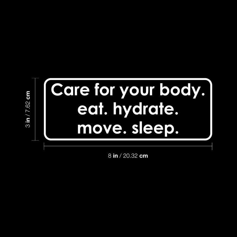 Vinyl Wall Art Decal - Care For Your Body Eat Hydrate Move Sleep - Motivating Positive Healthy Quote Sticker For Mirror Workout Room CrossFit Center Gym Fitness Lifestyle Decor 5