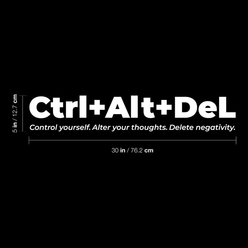 Vinyl Wall Art Decal - Ctrl + Alt + Del - 5" x 30" - Trendy Motivational Fun Positive Quote Sticker For Home Living Room Office School Classroom Coffee Shop Gym Fitness Lifestyle Decor 4