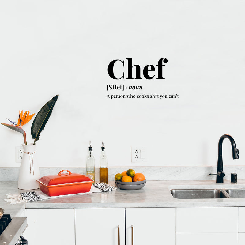 Vinyl Wall Art Decal - Chef Definition - 17" x 9.5" - Trendy Sarcastic Humor Funny Quote Sticker For Home Kitchen Office kitchenette Restaurant Coffee Shop Decor 2
