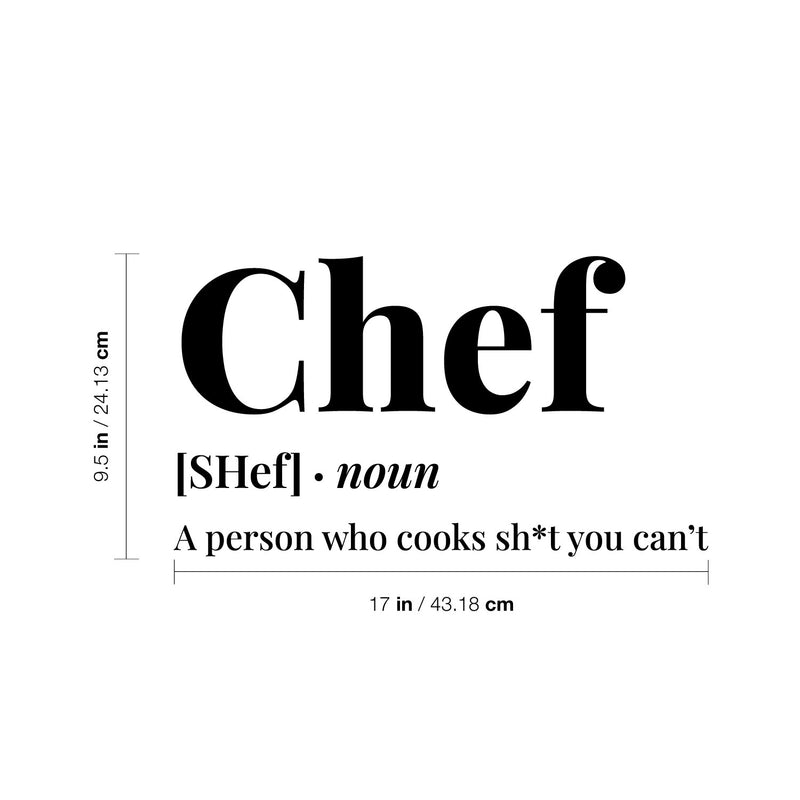 Vinyl Wall Art Decal - Chef Definition - 1 - Trendy Sarcastic Humor Funny Quote Sticker For Home Kitchen Office kitchenette Restaurant Coffee Shop Decor 4