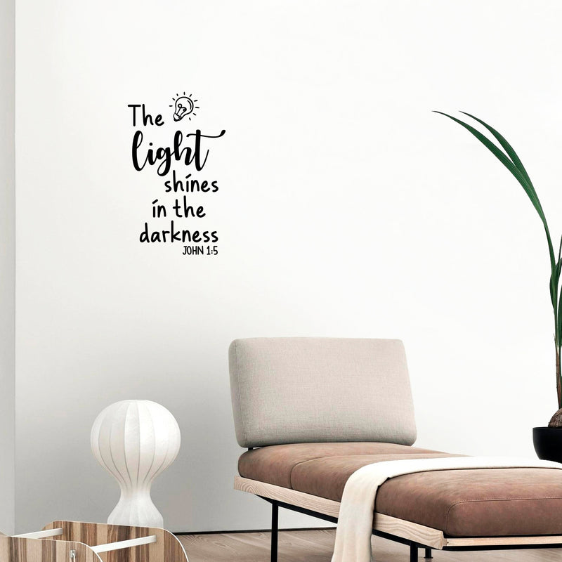 Vinyl Wall Art Decal  - The Light Shines In The Darkness John 1:5 - 20" x 12" - Modern Inspirational Lovely Faith Quote Sticker For Home Bedroom Living Room Family Room Religious Center Decor 3