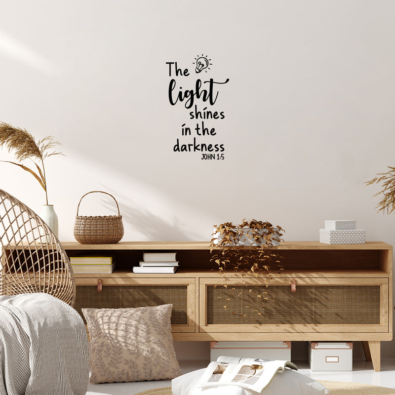 Vinyl Wall Art Decal - The Light Shines In The Darkness John 1:5 - 10. Modern Inspirational Religious Quote For Home Bedroom Office Workplace Church Decoration Sticker 2