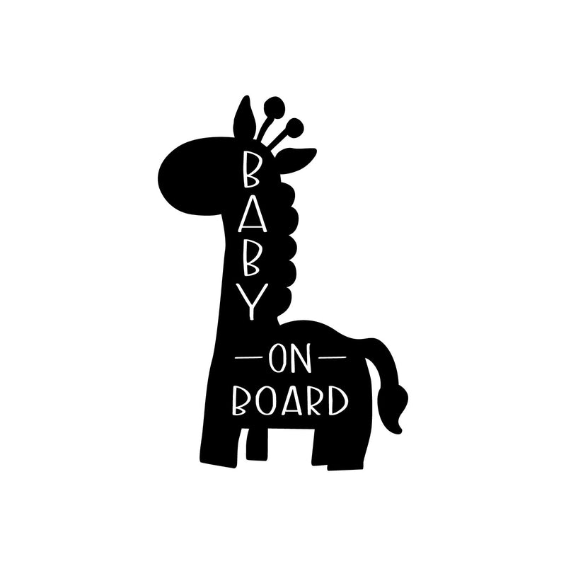 Vinyl Wall Art Decal - Baby On Board - Cute Giraffe Safety Sign Design Modern Baby Quote Sticker For Car Window Kids In Family Minivan Cars Decor 1