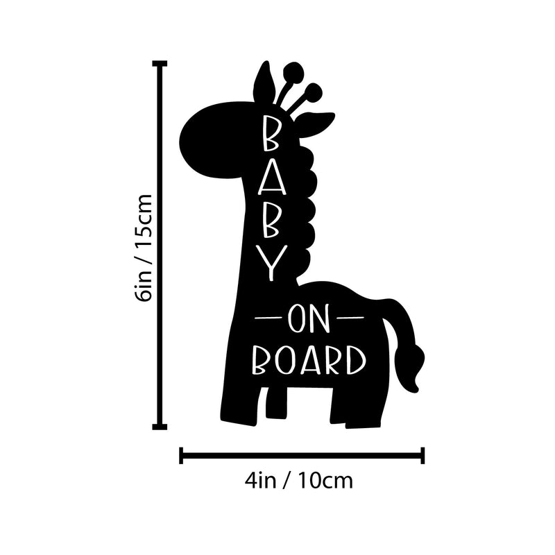 Vinyl Wall Art Decal - Baby On Board - 6" x 4" - Cute Giraffe Safety Sign Design Modern Baby Quote Sticker For Car Window Kids In Family Minivan Cars Decor 4