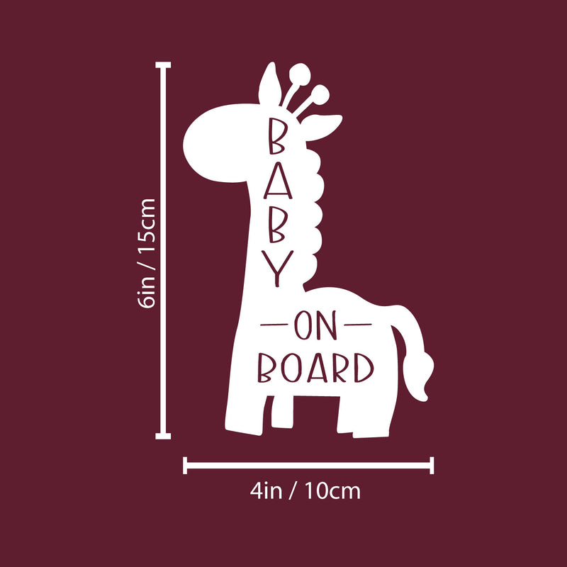 Vinyl Wall Art Decal - Baby On Board - 6" x 4" - Cute Giraffe Safety Sign Design Modern Baby Quote Sticker For Car Window Kids In Family Minivan Cars Decor 4