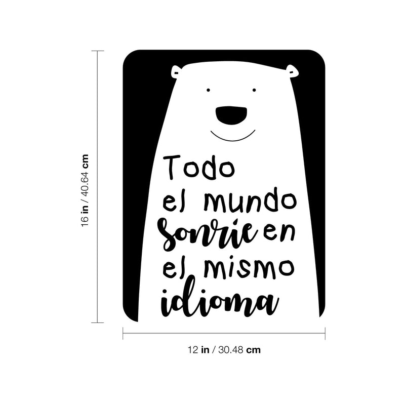 Vinyl Wall Art Decal - Todo El Mundo Sonríe En eL Mismo Idioma / Everyone Smiles In The Same Language - Lovely Spanish Quote Sticker For Playroom Classroom Daycare Decor 4