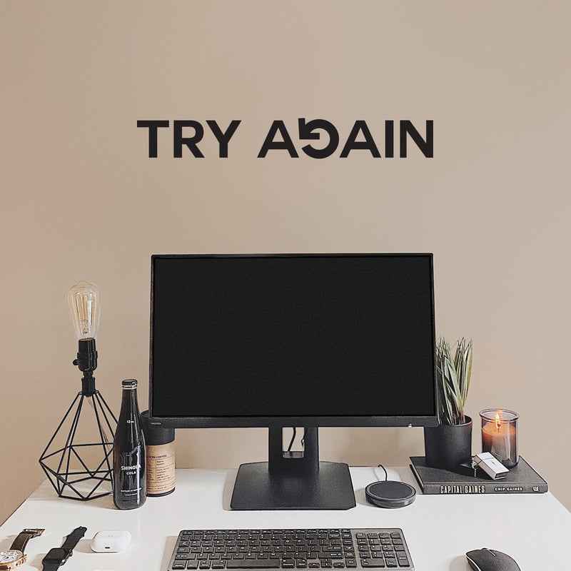 Vinyl Wall Art Decal - Try Again - 3" x 22" - Trendy Motivational Positive Healthy Quote Sticker For Office Workout Room Yoga CrossFit Center Gym Fitness Lifestyle Decor 3