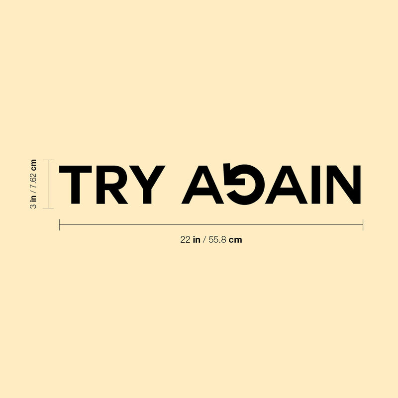 Vinyl Wall Art Decal - Try Again - 3" x 22" - Trendy Motivational Positive Healthy Quote Sticker For Office Workout Room Yoga CrossFit Center Gym Fitness Lifestyle Decor 4