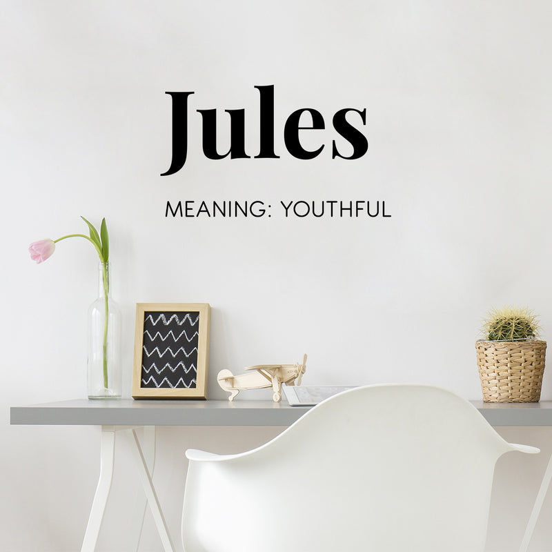 Vinyl Wall Art Decal - Jules Meaning: Youthful - 14. Modern Inspirational Lovely Quote Sticker For Home Kids Bedroom Living Room Playroom Classroom School Office Coffee Shop Decor 2