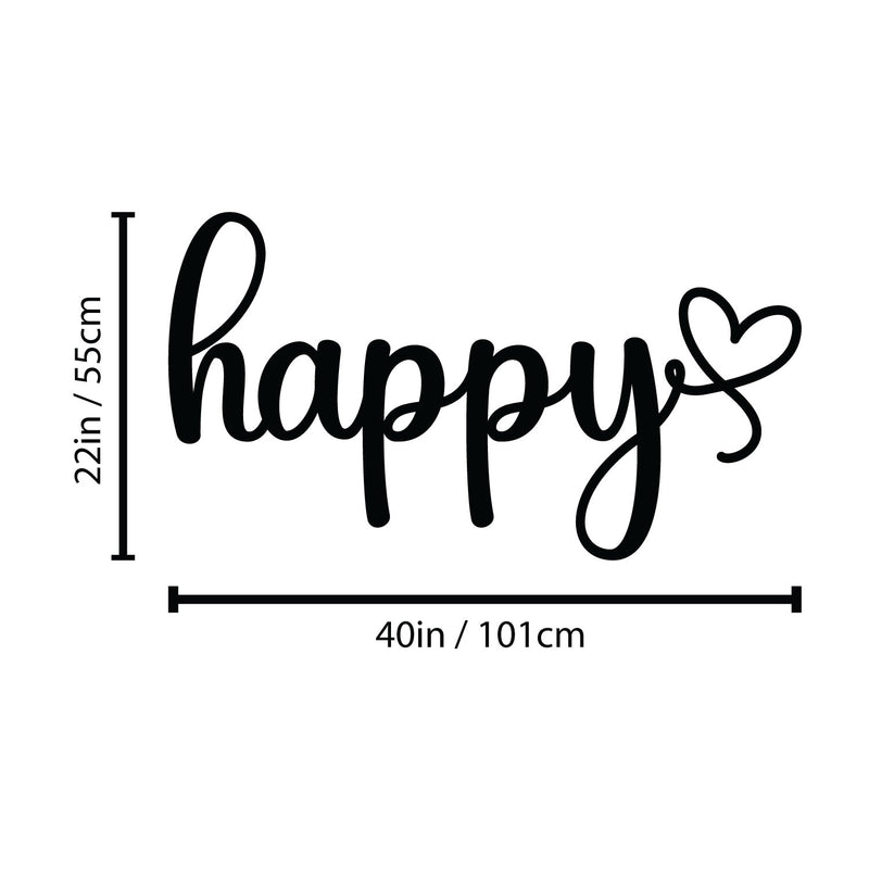 Vinyl Wall Art Decal - Happy - 22" x 40" - Modern Inspirational Lovely Good Vibes Quote Sticker For Home Nursery Kids Bedroom Playroom Living Room Classroom Daycare Decor 4