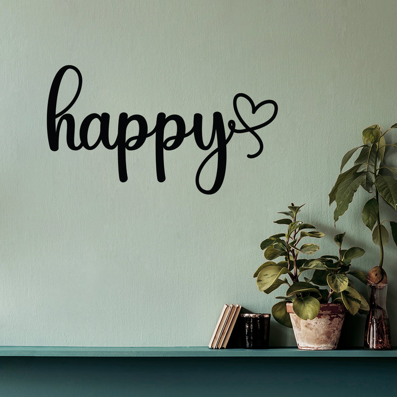Vinyl Wall Art Decal - Happy - 22" x 40" - Modern Inspirational Lovely Good Vibes Quote Sticker For Home Nursery Kids Bedroom Playroom Living Room Classroom Daycare Decor 3