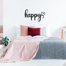 Vinyl Wall Art Decal - Happy - Trendy Cute Inspirational Charming Good Vibes Quote Sticker For Bedroom Closet Bathroom Kids Room Playroom Nursery Daycare School Decor 2