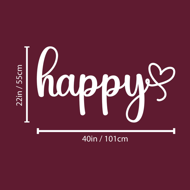 Vinyl Wall Art Decal - Happy - 22" x 40" - Modern Inspirational Lovely Good Vibes Quote Sticker For Home Nursery Kids Bedroom Playroom Living Room Classroom Daycare Decor 4