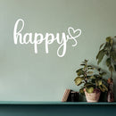Vinyl Wall Art Decal - Happy - 22" x 40" - Modern Inspirational Lovely Good Vibes Quote Sticker For Home Nursery Kids Bedroom Playroom Living Room Classroom Daycare Decor 2