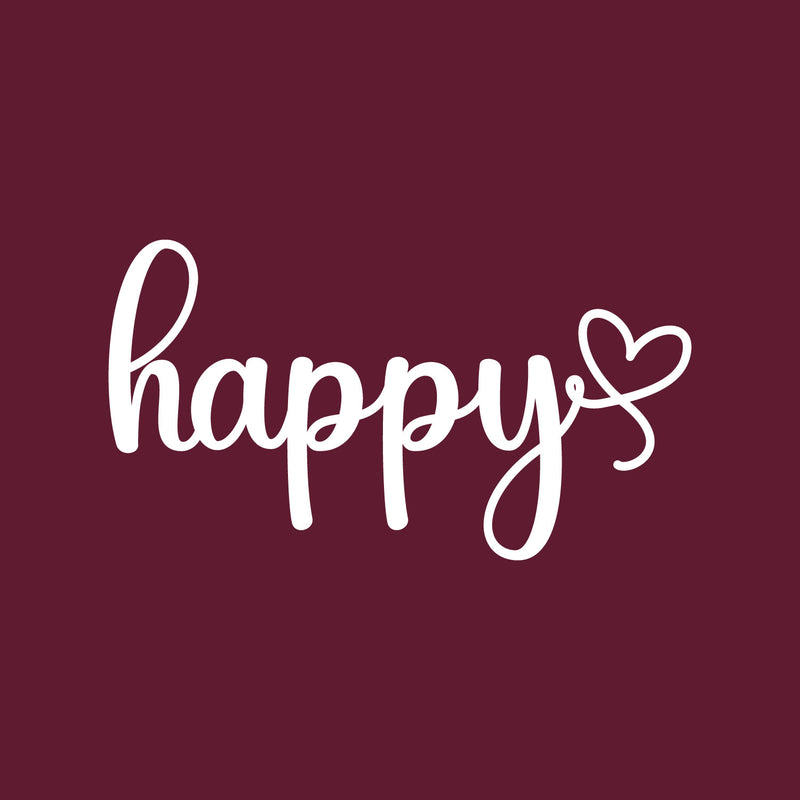 Vinyl Wall Art Decal - Happy - 22" x 40" - Modern Inspirational Lovely Good Vibes Quote Sticker For Home Nursery Kids Bedroom Playroom Living Room Classroom Daycare Decor 1