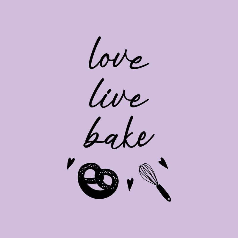 Vinyl Wall Art Decal - Live Love Bake - 22" x 14" - Modern Lovely Pretzel Hearts Design Quote Sticker For Home Kitchen Office Coffee Shop Restaurant Storefront Decor 1