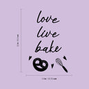 Vinyl Wall Art Decal - Love Live Bake - Modern Lovely Pretzel Hearts Design Quote Sticker For Home Kitchen Office Coffee Shop Restaurant Storefront Decor 4