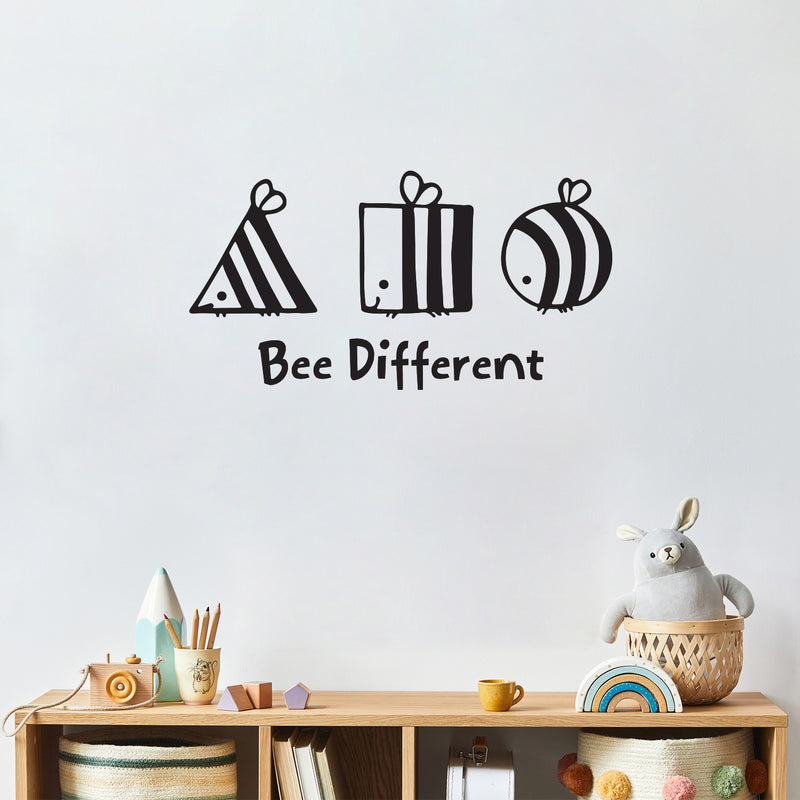 Vinyl Wall Art Decal - Bee Different - Modern Motivational Cute Positive Quote Sticker For Home Office Bedroom Kids Room Playroom Nursery Daycare Classroom Decor 2