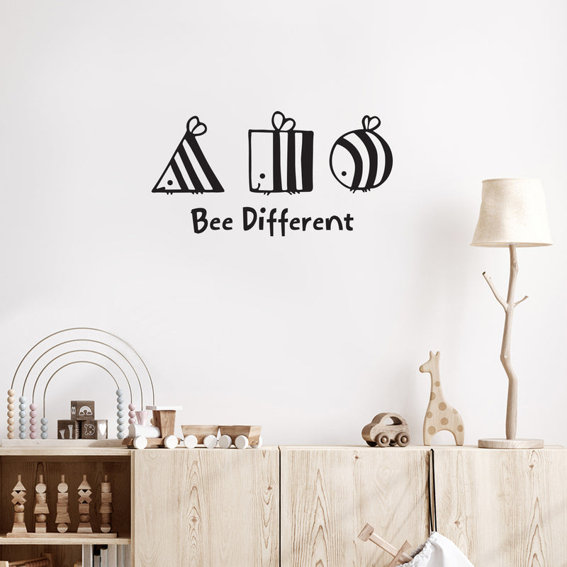 Vinyl Wall Art Decal - Bee Different - Modern Motivational Cute Positive Quote Sticker For Home Office Bedroom Kids Room Playroom Nursery Daycare Classroom Decor 3