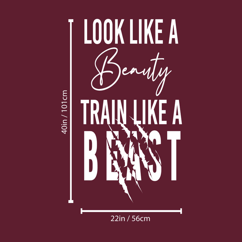 Vinyl Wall Art Decal - Look Like A Beauty Train Like A Beast - 40" x 22" - Trendy Motivating Positive Healthy Quote Sticker For Workout Room Yoga CrossFit Center Gym Fitness Lifestyle Decor 4