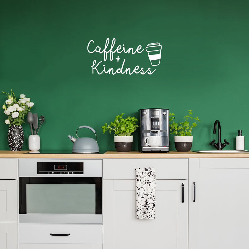 Vinyl Wall Art Decal - Caffeine + Kindness - 8" x 17" - Trendy Funny Inspirational Coffee Lovers Quote Sticker For Home Kitchen Office Coffee Shop Restaurant Storefront Decor 2