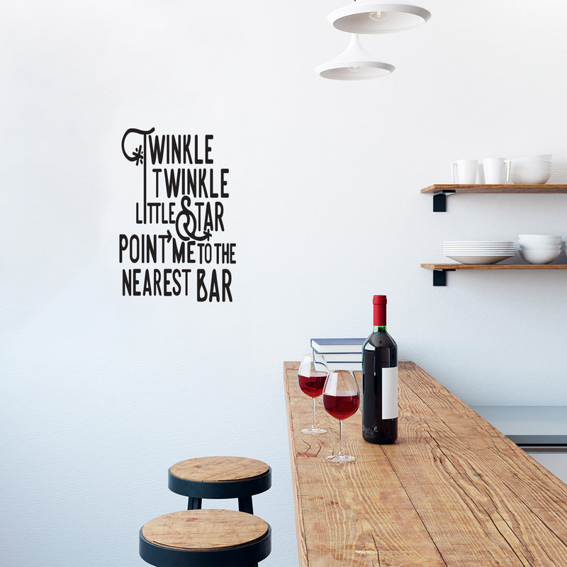 Vinyl Wall Art Decal - Point Me To The Nearest Bar - Trendy Sarcastic Funny Adult Joke Quote Sticker For Kitchen Dining Room Wine Cellar Bar Restaurant Storefront Decor 2