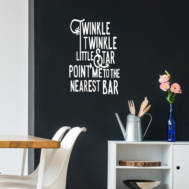 Vinyl Wall Art Decal - Point Me To The Nearest Bar - 33" x 22" - Trendy Sarcastic Funny Adult Joke Quote Sticker For Kitchen Dining Room Wine Cellar Bar Restaurant Storefront Decor 2