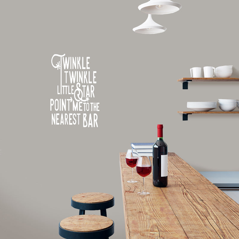 Vinyl Wall Art Decal - Point Me To The Nearest Bar - 33" x 22" - Trendy Sarcastic Funny Adult Joke Quote Sticker For Kitchen Dining Room Wine Cellar Bar Restaurant Storefront Decor 3