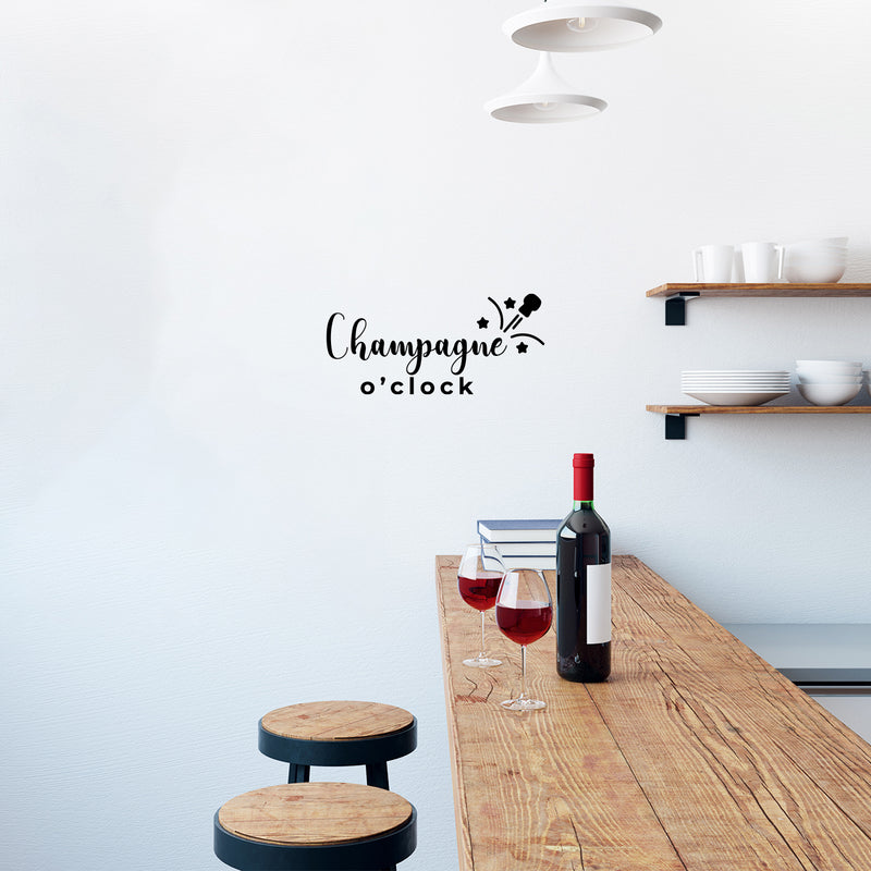 Vinyl Wall Art Decal - Champagne O' Clock - 7" x 15" - Trendy Sarcastic Funny Adult Joke Quote Sticker For Home Bar Kitchen Wine Cellar Restaurant Decor 2
