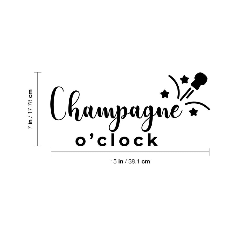 Vinyl Wall Art Decal - Champagne O' Clock - Trendy Sarcastic Funny Adult Joke Quote Sticker For Home Bar Kitchen Wine Cellar Restaurant Decor 4