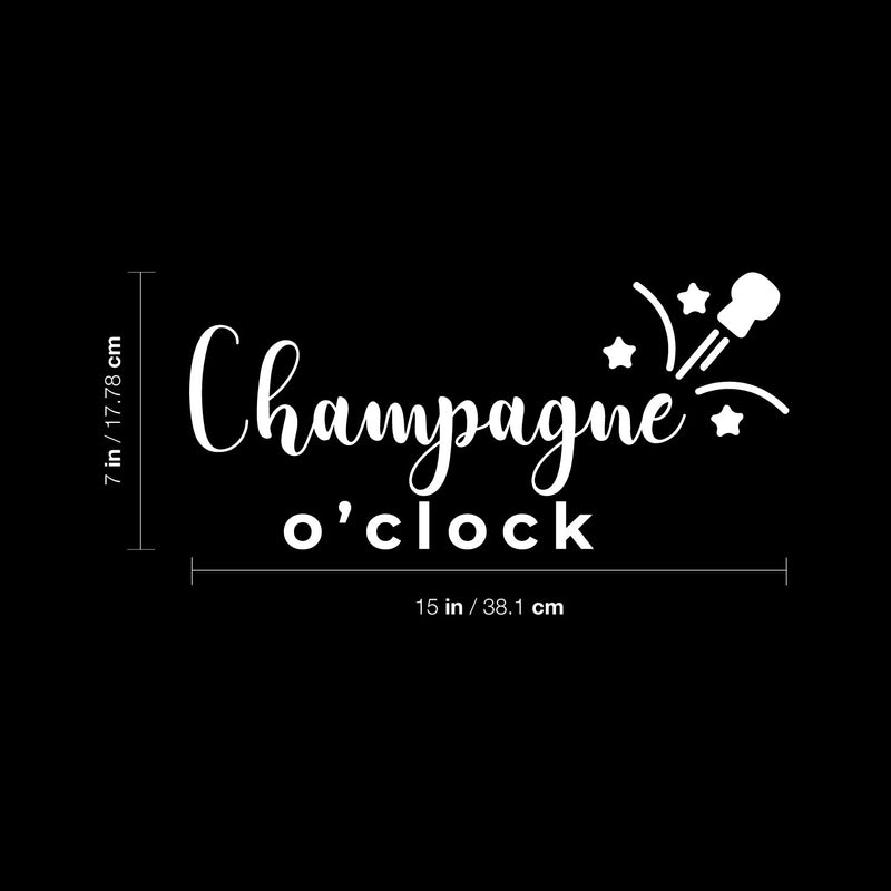 Vinyl Wall Art Decal - Champagne O' Clock - 7" x 15" - Trendy Sarcastic Funny Adult Joke Quote Sticker For Home Bar Kitchen Wine Cellar Restaurant Decor 4