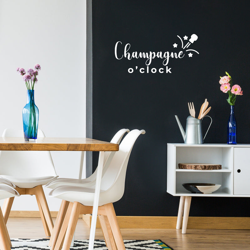 Vinyl Wall Art Decal - Champagne O' Clock - 7" x 15" - Trendy Sarcastic Funny Adult Joke Quote Sticker For Home Bar Kitchen Wine Cellar Restaurant Decor 2