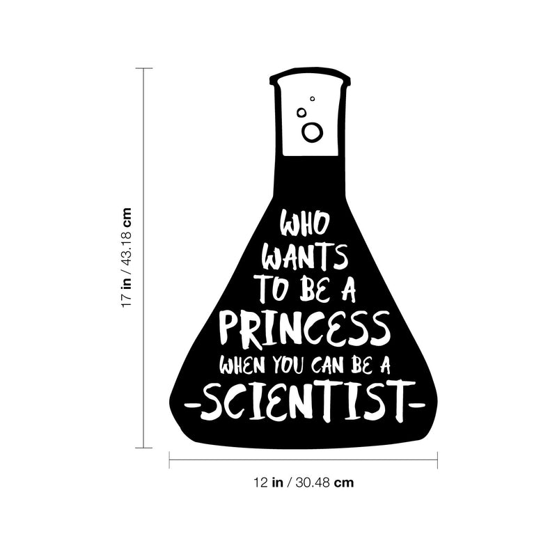 Vinyl Wall Art Decal - Who Wants To Be A Princess When You Can Be A Scientist - Trendy Inspirational Girls Motivational Quote Sticker For Home Teen Bedroom Makeup Mirror Decor 4