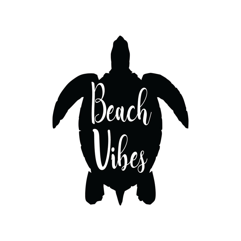 Vinyl Wall Art Decal - Beach Vibes - 6" x 4.7" - Inspiring Positive Summer Vibes Quote Turtle Design Sticker For Home Office Laptops Notebooks Cars Windows Decor 1