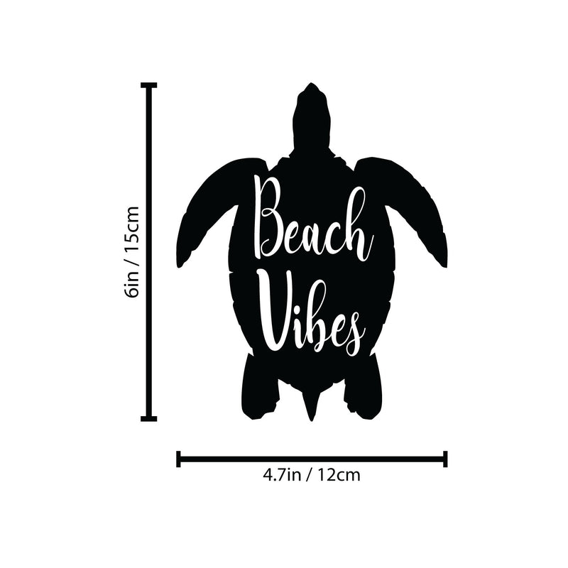 Vinyl Wall Art Decal - Beach Vibes - 6" x 4.7" - Inspiring Positive Summer Vibes Quote Turtle Design Sticker For Home Office Laptops Notebooks Cars Windows Decor 4