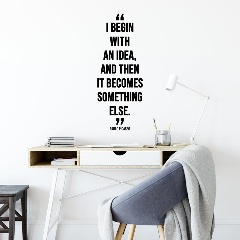 Vinyl Wall Art Decal - I Begin With An A Idea  - 31" x 12" - Motivational Trendy Good Vibes Quote Stocker For Bedroom Kids Room Playroom Classroom Library  School Office Coffee Shop Decor 2